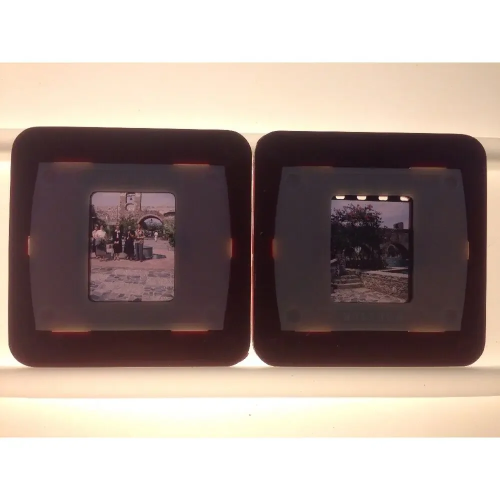 Lot 2 Vtg 1940s European Tourist Stone Bridge Family Photograph Color Slides